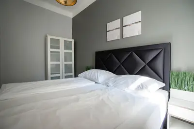 Ein Bett oder Betten in einem Zimmer der Unterkunft Brand new luxury 2 bedroom apartment near augarten
