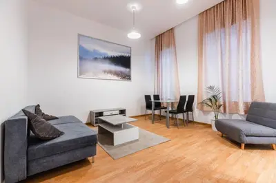 Ein Sitzbereich in der Unterkunft Family apartment next to Danube river