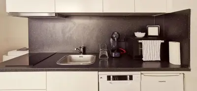 Küche/Küchenzeile in der Unterkunft Kardinal Studios
