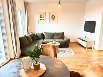 Ein Sitzbereich in der Unterkunft Lake View Suite