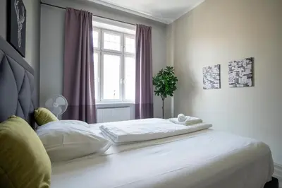 Ein Bett oder Betten in einem Zimmer der Unterkunft Brand new renovated appartment near Augarten