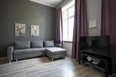 Ein Sitzbereich in der Unterkunft Brand new renovated appartment near Augarten
