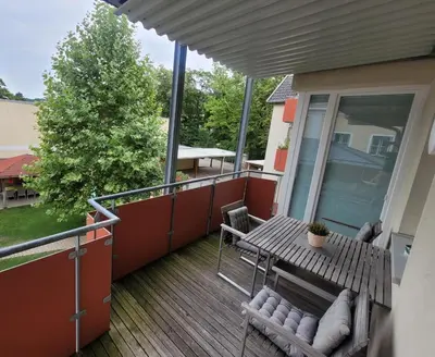 Ein Balkon oder eine Terrasse in der Unterkunft Studios Am Wienerwald