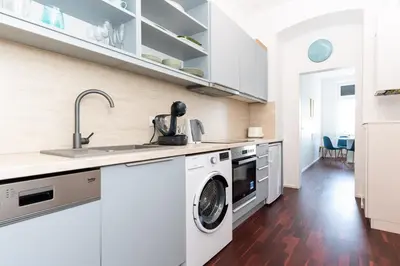 Küche/Küchenzeile in der Unterkunft Comfortable Apartments Vienna 1100 with contactless Check-in
