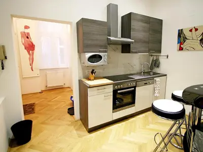 Küche/Küchenzeile in der Unterkunft Ferienwohnung Urban-Loritz