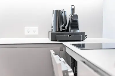 Küche/Küchenzeile in der Unterkunft Blackhome Wien I contactless check-in