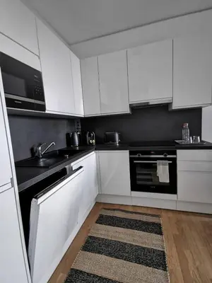Küche/Küchenzeile in der Unterkunft My TrIIIple Ferienwohnung zwischen City und Prater