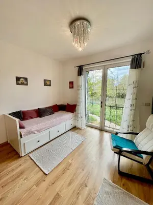 Ein Bett oder Betten in einem Zimmer der Unterkunft Gartenapartment Storchenblick