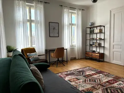 Ein Sitzbereich in der Unterkunft Casa Nostra - Moderne lichtdurchflutete Wohnung am Augarten