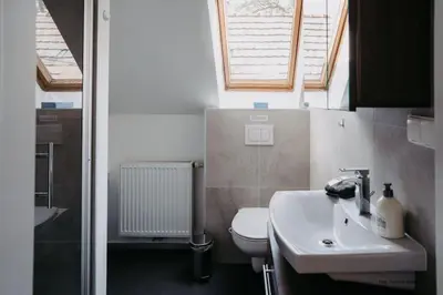 Ein Badezimmer in der Unterkunft Ferienhaus in historischer Hofgasse