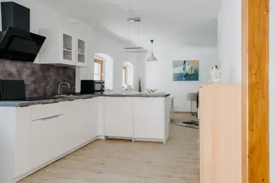 Küche/Küchenzeile in der Unterkunft Ferienhaus in historischer Hofgasse