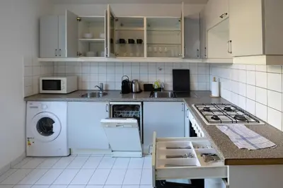 Küche/Küchenzeile in der Unterkunft Retro Apartment in the city center.