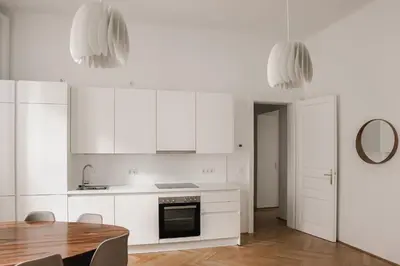 Küche/Küchenzeile in der Unterkunft HeyMi Apartments Zentagasse
