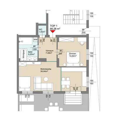 Grundriss der Unterkunft Wienerberg-Apartments
