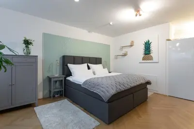 Ein Bett oder Betten in einem Zimmer der Unterkunft New Luxus Studio - 10min Centre - Markus apartment