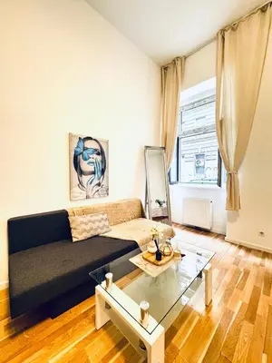 Ein Sitzbereich in der Unterkunft Cozy Studio Apartment 15 Min from Rathausplatz