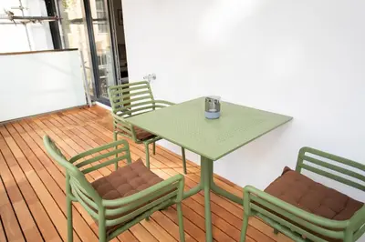 Grundriss der Unterkunft Stilvolle Wohnung mit ruhig gelegenem Balkon