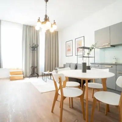 Spacious apartment with huge shared terrace and grill located between city centre and Donau river