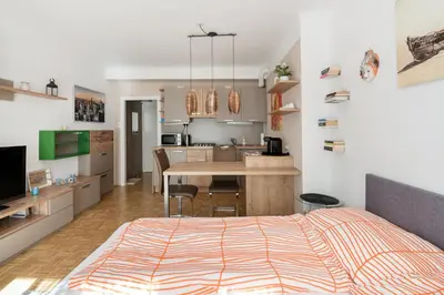 Küche/Küchenzeile in der Unterkunft Cosy apartment near VIC (UNO City)