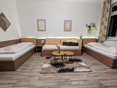 Ein Sitzbereich in der Unterkunft Aparthotel Neudörfl