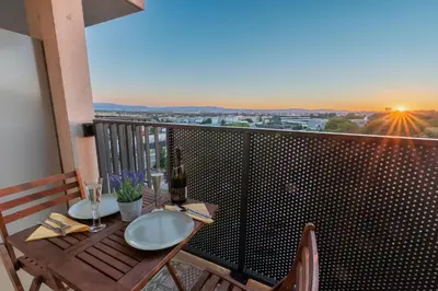 Ein Balkon oder eine Terrasse in der Unterkunft Grüne Oase an der Therme
