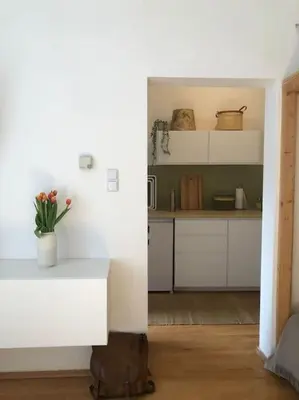 Küche/Küchenzeile in der Unterkunft Neues, gemütliches Studio im Zentrum in Ruhelage