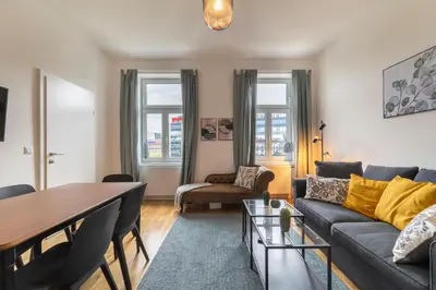 Ein Sitzbereich in der Unterkunft josef's home I Comfort Apartment I Metro Access