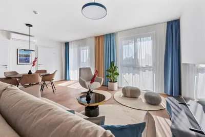 Ein Sitzbereich in der Unterkunft Karl und Anton Boutique Apartments
