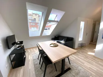 TV/Unterhaltungsangebot in der Unterkunft Stilvolle Dachgeschosswohnungen mit Balkon in Innenstadt Nähe