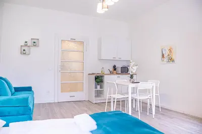 Küche/Küchenzeile in der Unterkunft Cozy Studio Apt Near Vienna Wiener Stadthalle