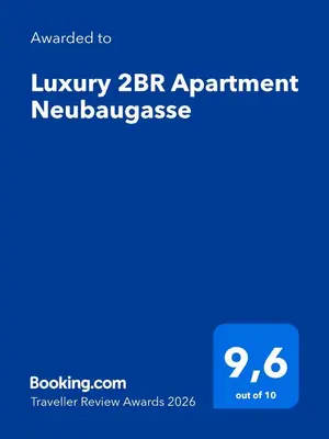 Ein Zertifikat, Auszeichnung, Logo oder anderes Dokument, das in der Unterkunft Luxury 2BR Apartment Neubaugasse ausgestellt ist