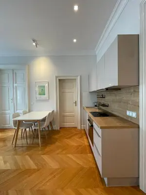 Küche/Küchenzeile in der Unterkunft Luxury 2BR Apartment Neubaugasse