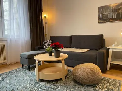 Ein Sitzbereich in der Unterkunft Charming Apartment near City Center