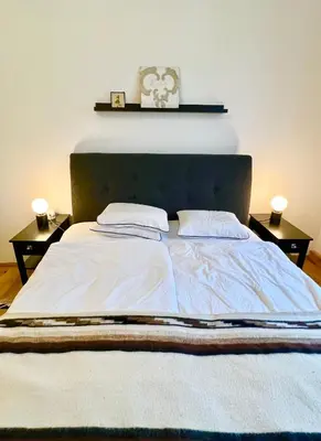 Ein Bett oder Betten in einem Zimmer der Unterkunft Vintage Design Apartment II