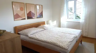 Ein Bett oder Betten in einem Zimmer der Unterkunft Wohnen im schönsten Viertel Wiens