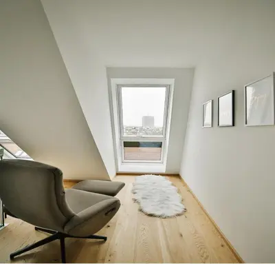 Ein Sitzbereich in der Unterkunft OrestaLiving - View of Vienna