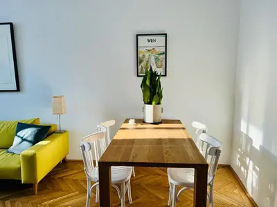 Ein Sitzbereich in der Unterkunft Altbauschatz am Alsergrund, Nähe Innere Stadt