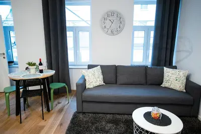 Ein Sitzbereich in der Unterkunft STILVOLLES APARTMENT