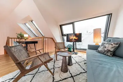 Ein Sitzbereich in der Unterkunft Smile Apartments Döbling