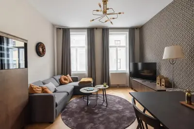 Ein Sitzbereich in der Unterkunft Hochwertiges Apartment mit direkter Anbindung zum Zentrum in hippen Viertel
