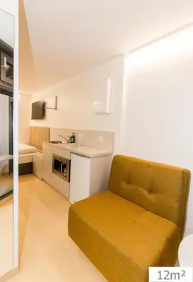 Küche/Küchenzeile in der Unterkunft Smart Apart Living - Wien HBF
