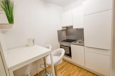 Küche/Küchenzeile in der Unterkunft Smart Apart Living - Wien HBF