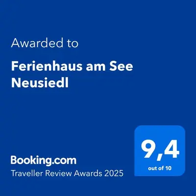 Ein Zertifikat, Auszeichnung, Logo oder anderes Dokument, das in der Unterkunft Ferienhaus am See Neusiedl ausgestellt ist