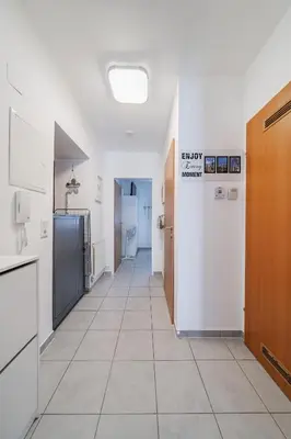 Küche/Küchenzeile in der Unterkunft Modernes Appartement nahe U-Bahn und Schönbrunn
