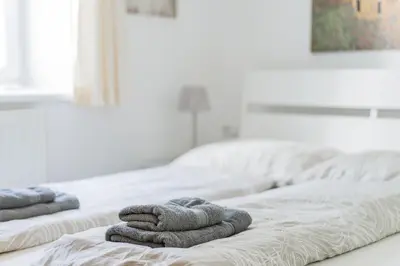 Ein Bett oder Betten in einem Zimmer der Unterkunft Modernes Appartement nahe U-Bahn und Schönbrunn