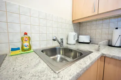 Küche/Küchenzeile in der Unterkunft Charming Apartment near Prater