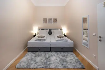 Ein Bett oder Betten in einem Zimmer der Unterkunft Charming Apartment near Prater